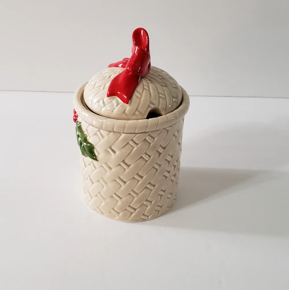 Otagiri Holly Berry Jam Jelly Jar Vintage